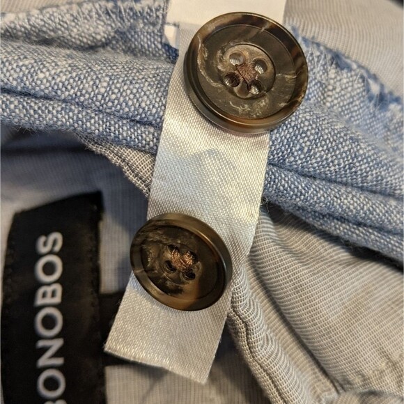 BONOBOS Heather Blue Linen Blend High Rise Tapered Leg Pants XS - Picture 9 of 10